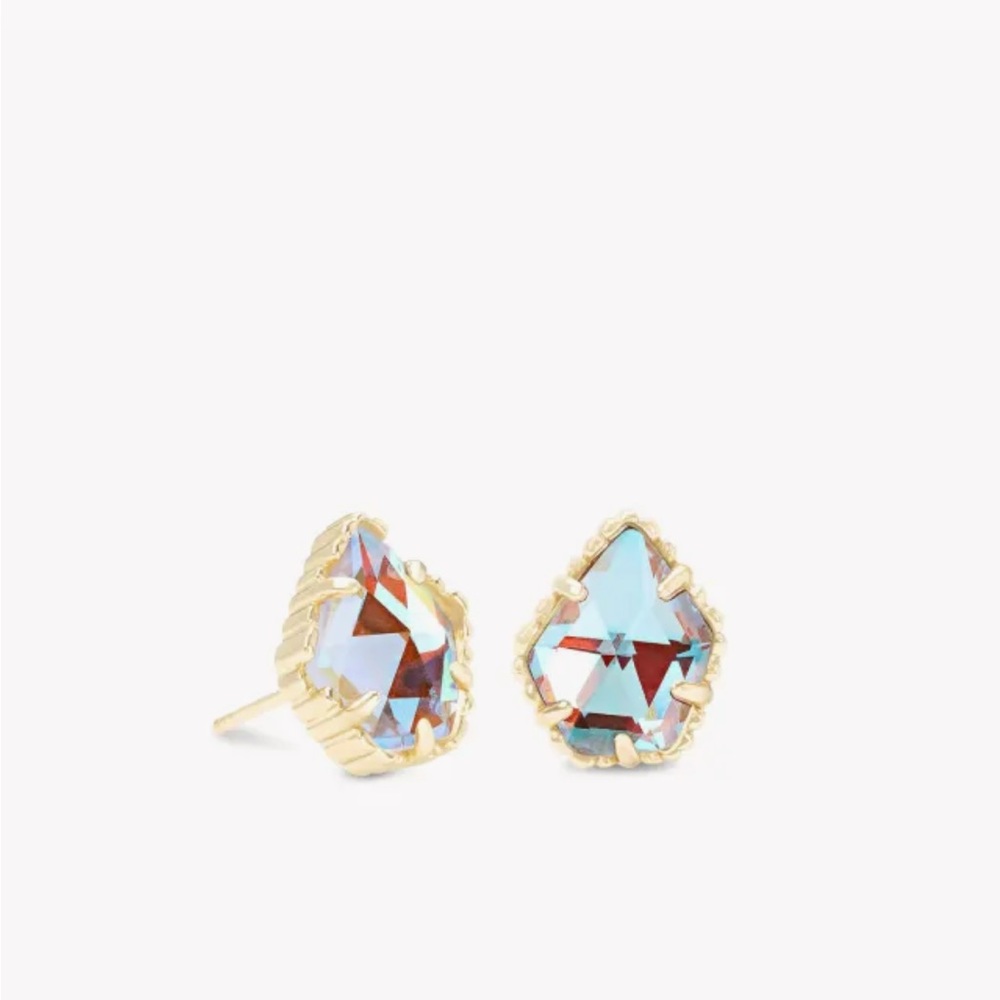 Tessa Gold Stud Earrings in Dichroic Glass